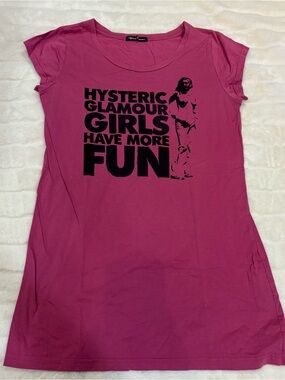 Hysteric Glamour Pink Graphic 'Girls Have More Fun' top